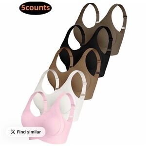 New 5-Pack Women's Solid Wireless Push-Up Bras – Size XL